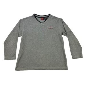 Vintage Oklahoma Sooners Sweater Mens XL Gray Fleece V Neck Long Sleeve Pullover